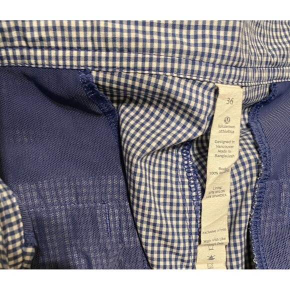 Lululemon Shorts Mens Blue Plaid Gingham Athleisure Resort Golf Preppy  Stretch - Picture 9 of 15